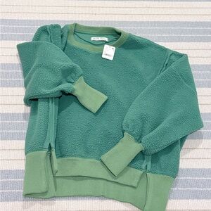 NWT Free People Camden Fleece Green Crew Neck